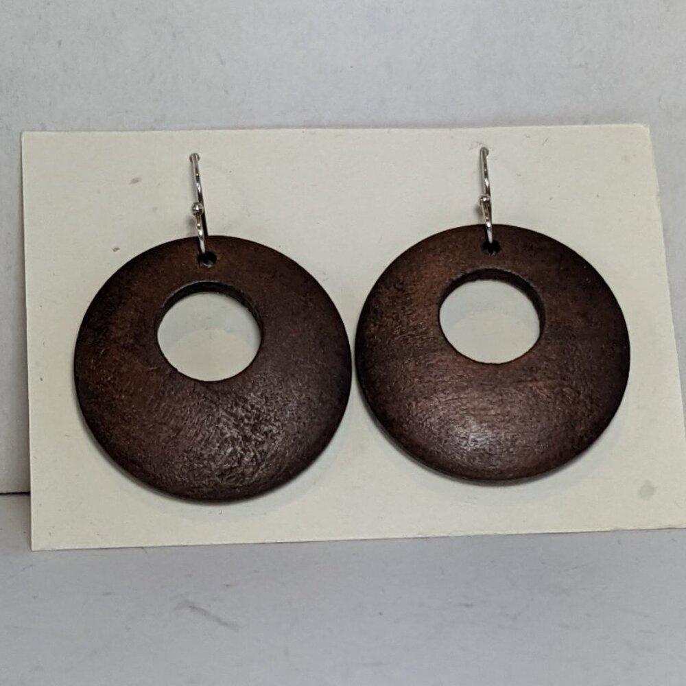 Hand-made wooden hoop earrings on sterling silver ear wires. New!